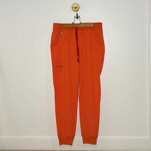 Figs Zamora High Waisted Jogger Scrub Pant size Small Sunset Orange